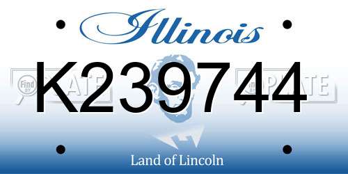 K239744 Illinois License Plate