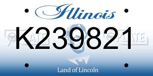 K239821 Illinois License Plate