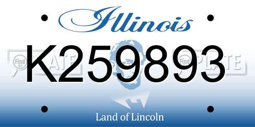K259893 Illinois License Plate