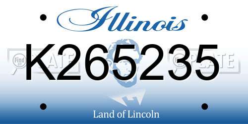 K265235 Illinois License Plate