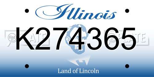 K274365 Illinois License Plate