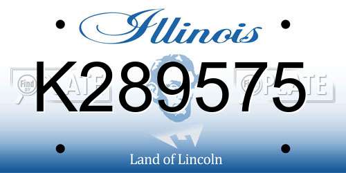K289575 Illinois License Plate
