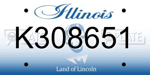 K308651 Illinois License Plate