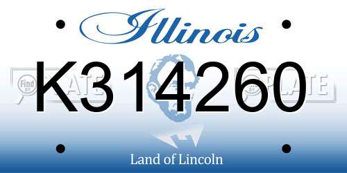 K314260 Illinois License Plate