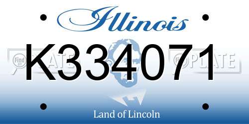 K334071 Illinois License Plate