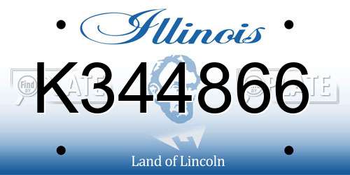 K344866 Illinois License Plate
