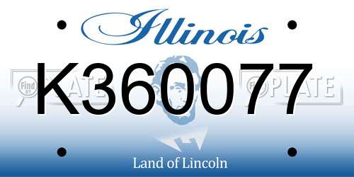 K360077 Illinois License Plate