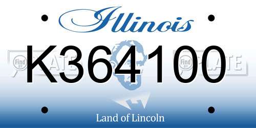 K364100 Illinois License Plate