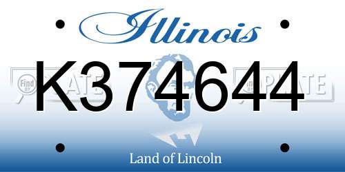 K374644 Illinois License Plate