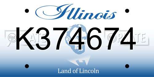 K374674 Illinois License Plate