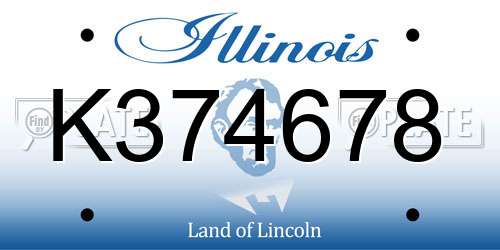 K374678 Illinois License Plate