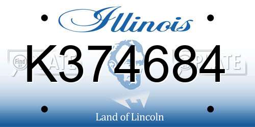 K374684 Illinois License Plate