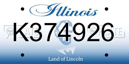 K374926 Illinois License Plate