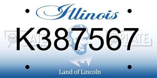 K387567 Illinois License Plate