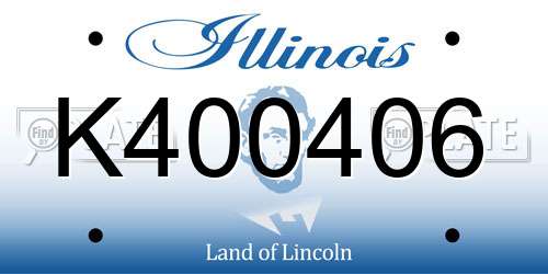 K400406 Illinois License Plate