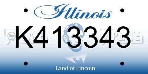 K413343 Illinois License Plate