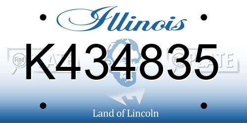 K434835 Illinois License Plate