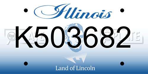 K503682 Illinois License Plate
