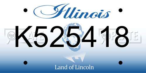 K525418 Illinois License Plate