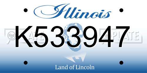 K533947 Illinois License Plate