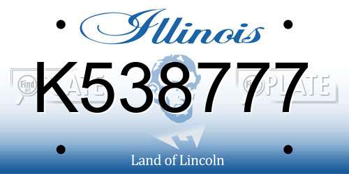 K538777 Illinois License Plate
