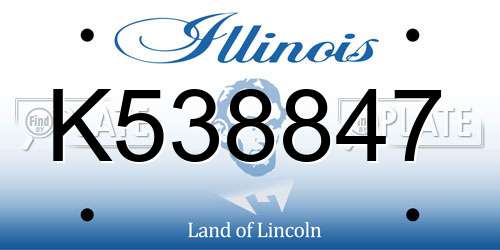 K538847 Illinois License Plate