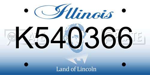 K540366 Illinois License Plate