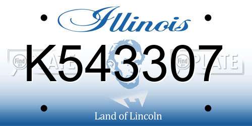 K543307 Illinois License Plate