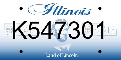 K547301 Illinois License Plate