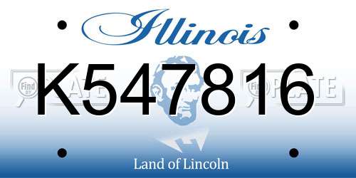 K547816 Illinois License Plate