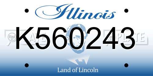 K560243 Illinois License Plate