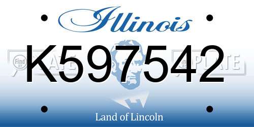 K597542 Illinois License Plate