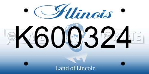 K600324 Illinois License Plate