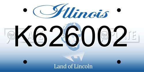 K626002 Illinois License Plate