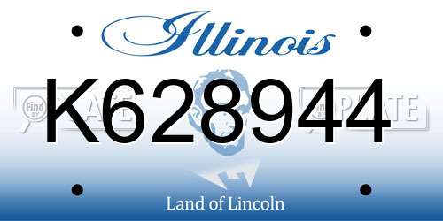 K628944 Illinois License Plate