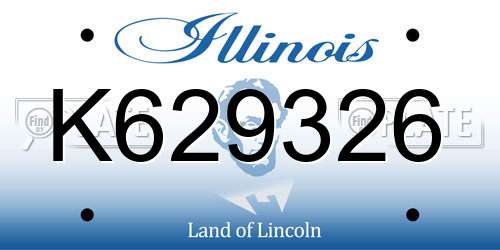 K629326 Illinois License Plate