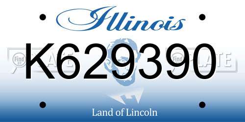 K629390 Illinois License Plate