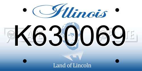 K630069 Illinois License Plate