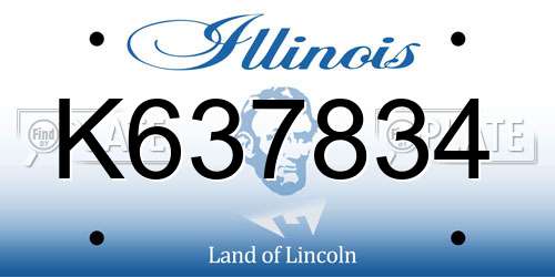 K637834 Illinois License Plate