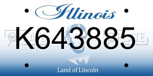 K643885 Illinois License Plate