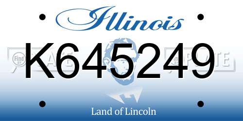 K645249 Illinois License Plate