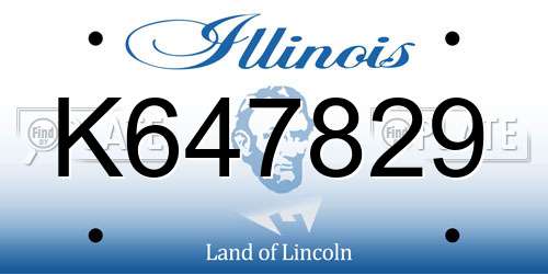 K647829 Illinois License Plate