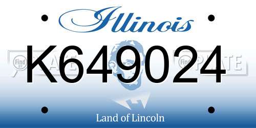 K649024 Illinois License Plate