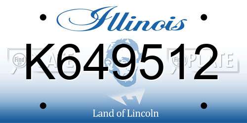 K649512 Illinois License Plate