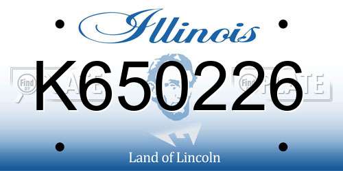 K650226 Illinois License Plate