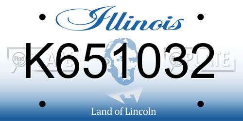K651032 Illinois License Plate