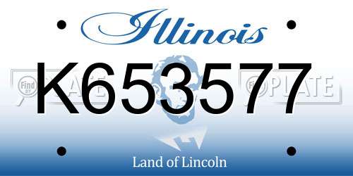 K653577 Illinois License Plate