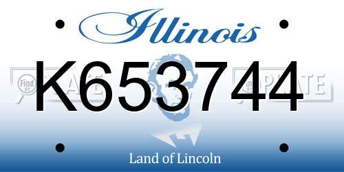 K653744 Illinois License Plate