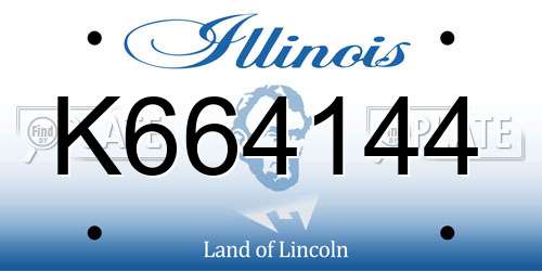 K664144 Illinois License Plate
