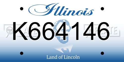 K664146 Illinois License Plate
